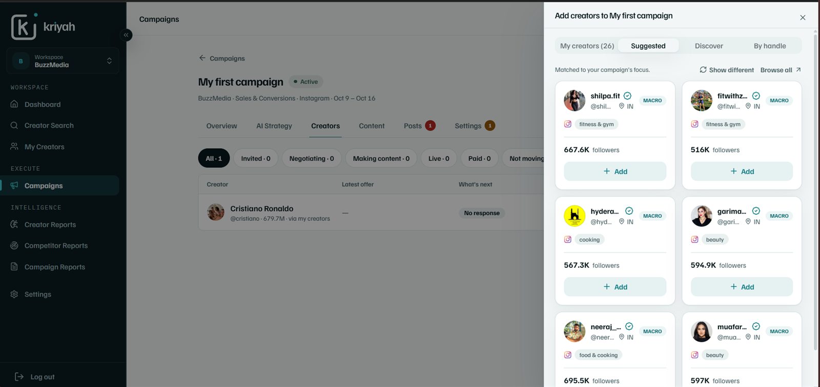 Pick: Add creators from three sources